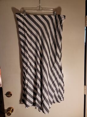 Macy's Black and White Diagonal Stripe Maxi Skirt
